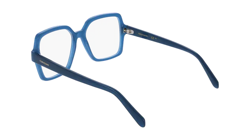 Ferragamo Donna SF3031 423 Montature da vista Acetato Blu Squadrata Normale miniatura 3