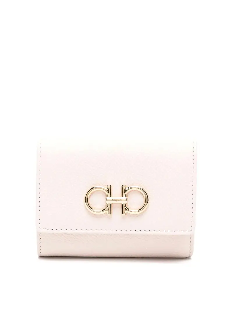 Il portafoglio Trifold in pelle Gancini Beige