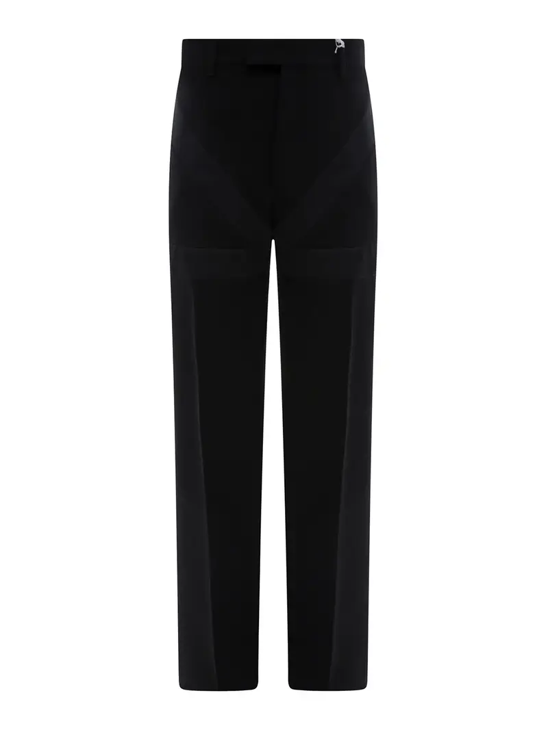 Pantalone in lana vergine con inserti in raso Nero