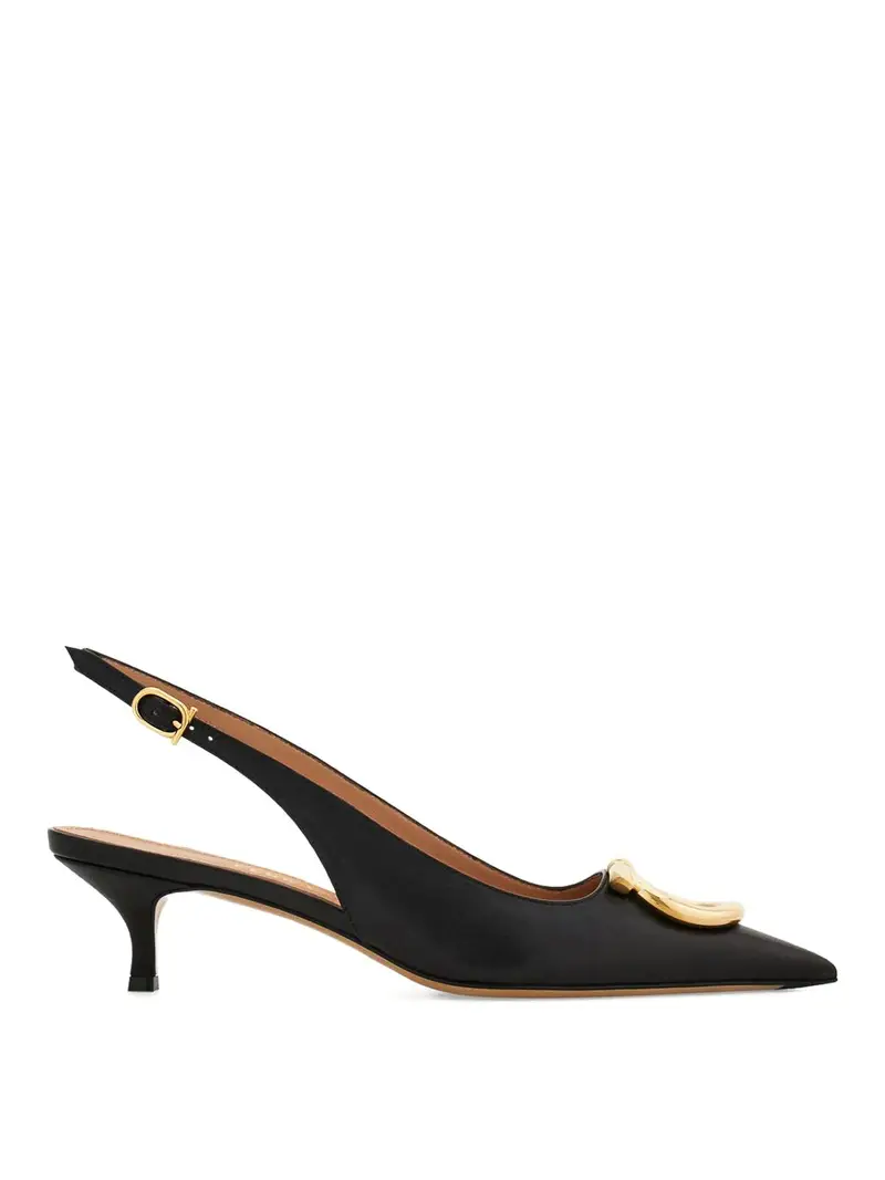 Pompe in pelle slingback Nero