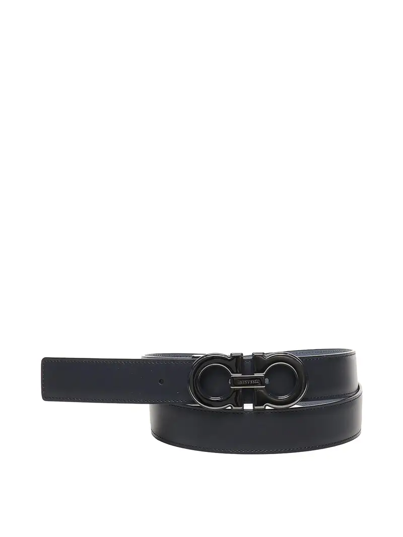 Reversible Gancini Belt Blu