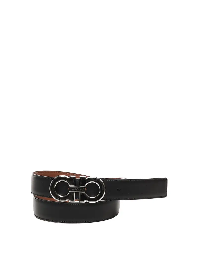 Reversible Gancini Belt Nero