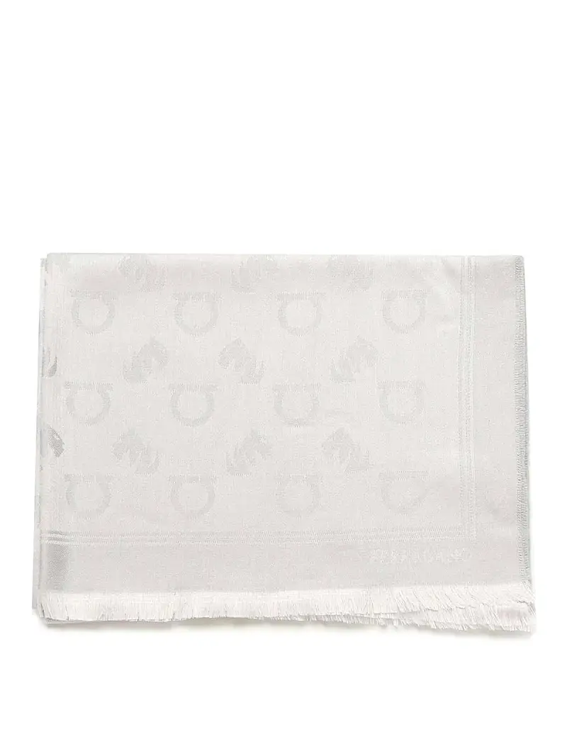 Stola Gancini in jacquard con monogramma Grigio