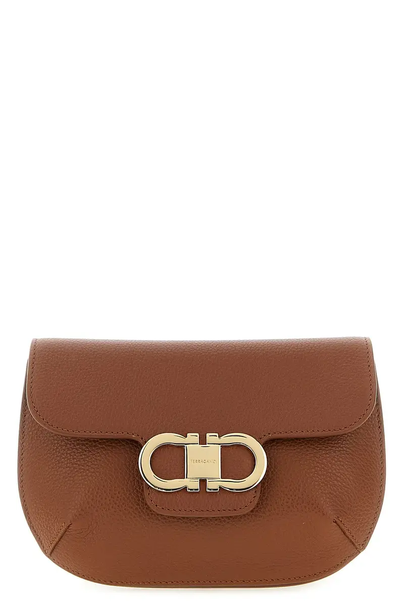 Tracolla Double Gancini Mini Marrone