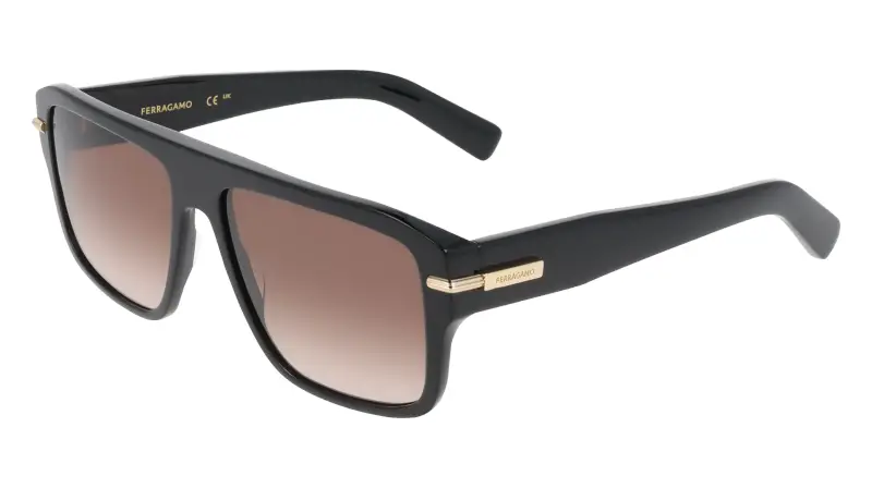 Uomo Ferragamo SF2078SLBI 003 Occhiali da sole Acetato Nero Marrone Squadrata Normale