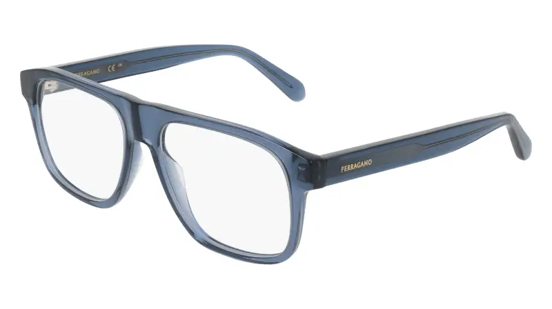 Uomo Ferragamo SF3063 438 Montature da vista Acetato Blu Squadrata Normale