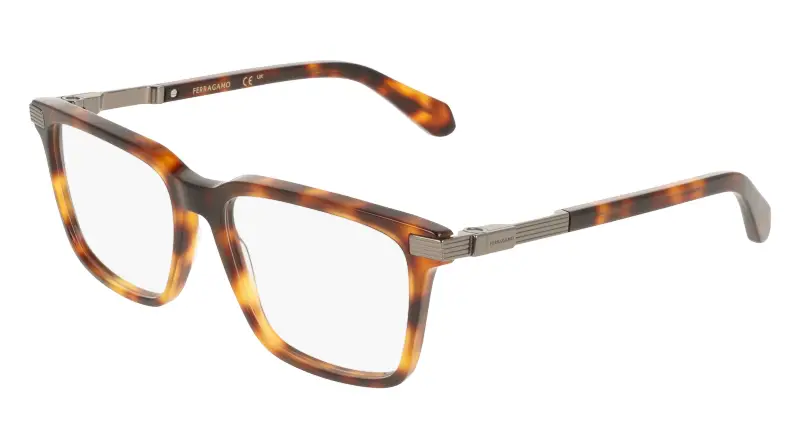 Uomo Ferragamo SF3065 240 Montature da vista Acetato Havana Squadrata Normale