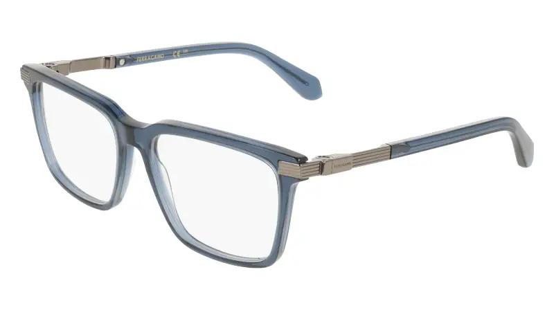 Uomo Ferragamo SF3065 438 Montature da vista Acetato Blu Squadrata Normale