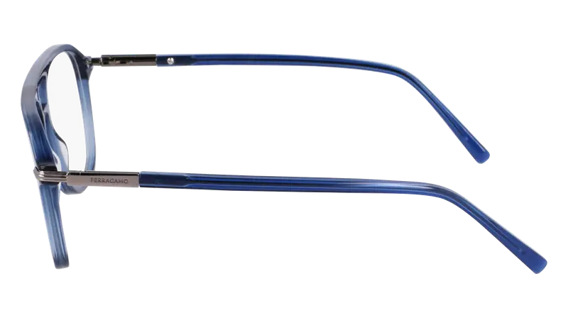 Ferragamo Uomo SF3006 432 Montature da vista Acetato Blu Squadrata Normale miniatura 3