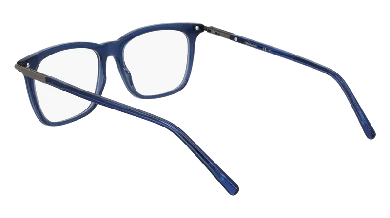 Ferragamo Uomo SF3007 432 Montature da vista Acetato Blu Squadrata Normale miniatura 2