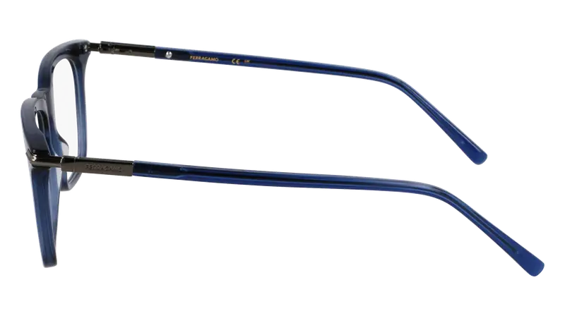 Ferragamo Uomo SF3007 432 Montature da vista Acetato Blu Squadrata Normale miniatura 3