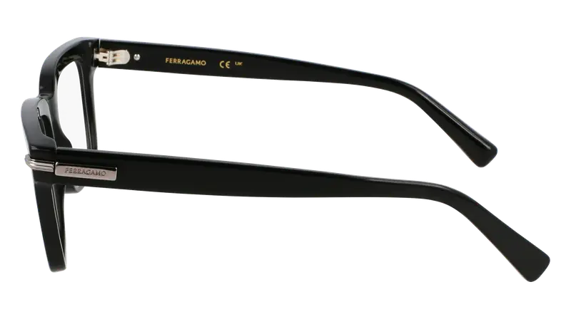 Ferragamo Uomo SF3014 001 Montature da vista Acetato Nero Squadrata Normale miniatura 3