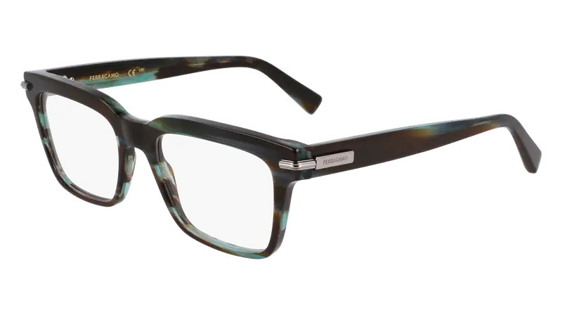 Ferragamo Uomo SF3014 315 Montature da vista Acetato Verde  Squadrata Normale
