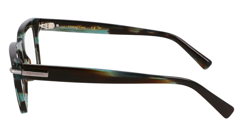 Ferragamo Uomo SF3014 315 Montature da vista Acetato Verde Squadrata Normale miniatura 3