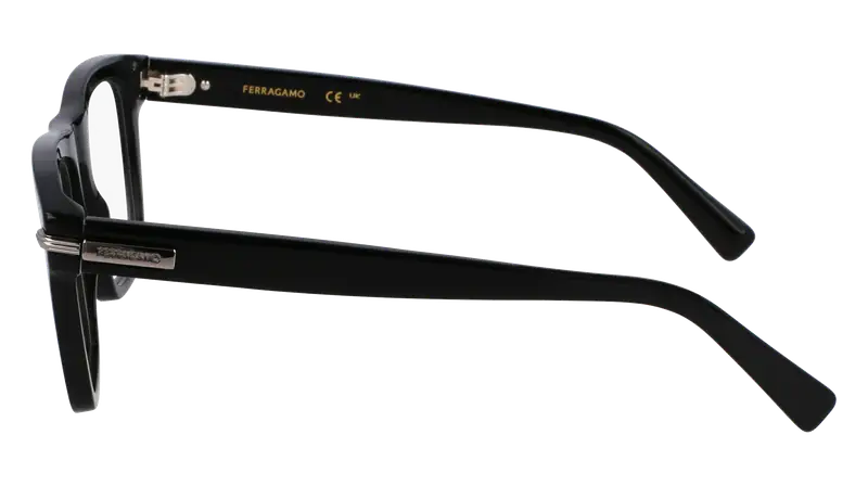 Ferragamo Uomo SF3015 001 Montature da vista Acetato Nero Squadrata Normale miniatura 3