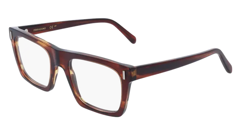 Ferragamo Uomo SF3029 216 Montature da vista Acetato Marrone  Squadrata Normale