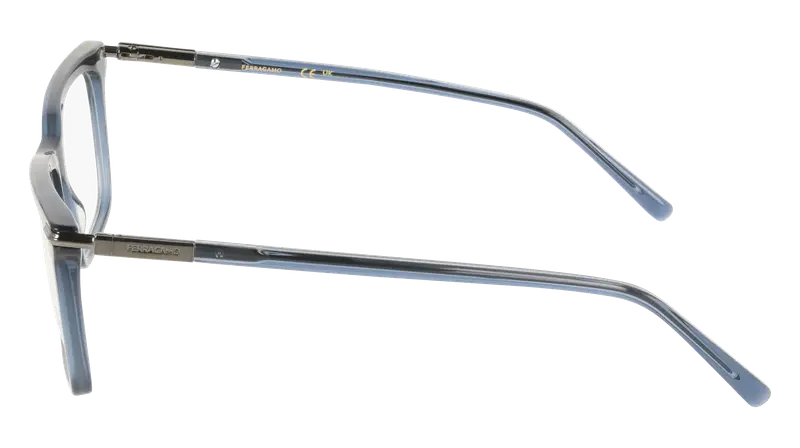 Ferragamo Uomo SF3037 432 Montature da vista Acetato Blu Squadrata Normale miniatura 2