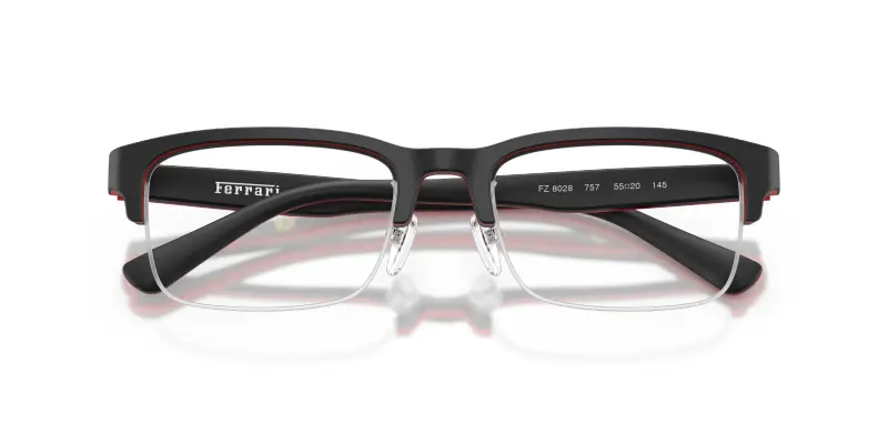 Unisex Ferrari Scuderia FZ8028 757 Montature da vista Acetato Nero Trasparente Pillow Normale