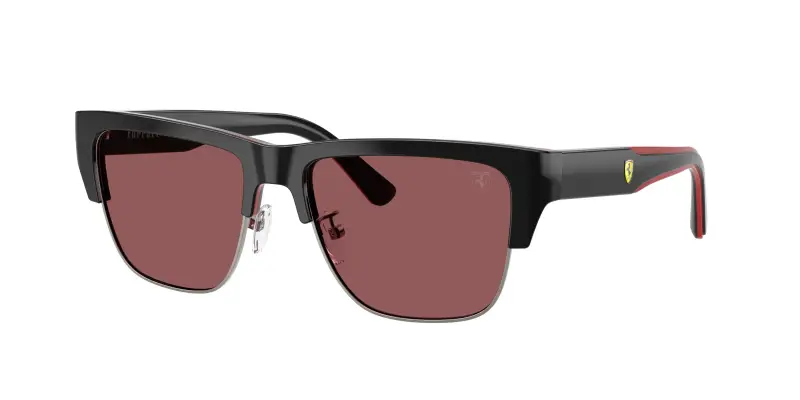 Uomo Ferrari Scuderia FZ6026 761/1E Occhiali da sole Acetato Nero Rosso Squadrata Normale