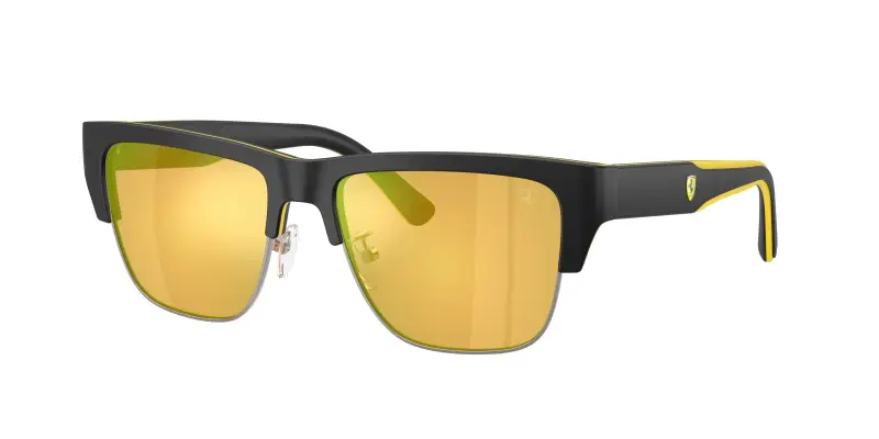 Uomo Ferrari Scuderia FZ6026 762/8N Occhiali da sole Acetato Nero Giallo Squadrata Normale