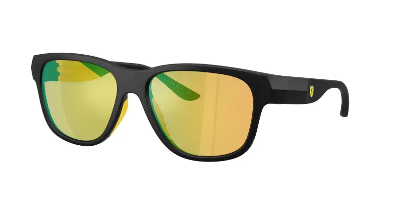 Uomo Ferrari Scuderia FZ6028U 504/8N Occhiali da sole Iniettato Nero Giallo Pillow Normale