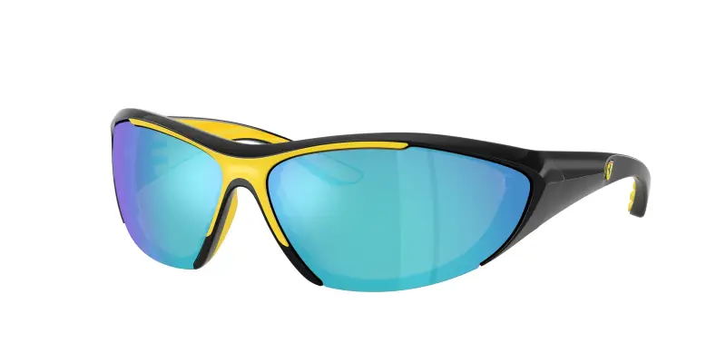 Uomo Ferrari Scuderia FZ6029U 501/55 Occhiali da sole Iniettato Nero Blu Cat Eye Normale