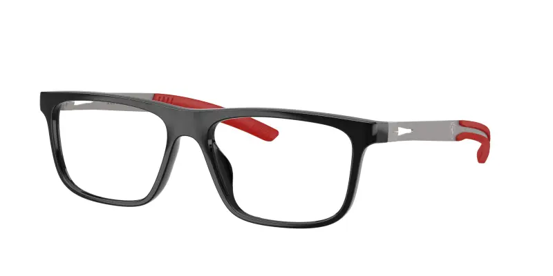 Uomo Ferrari Scuderia FZ8026U 501 Montature da vista Iniettato Nero Trasparente Pillow Normale