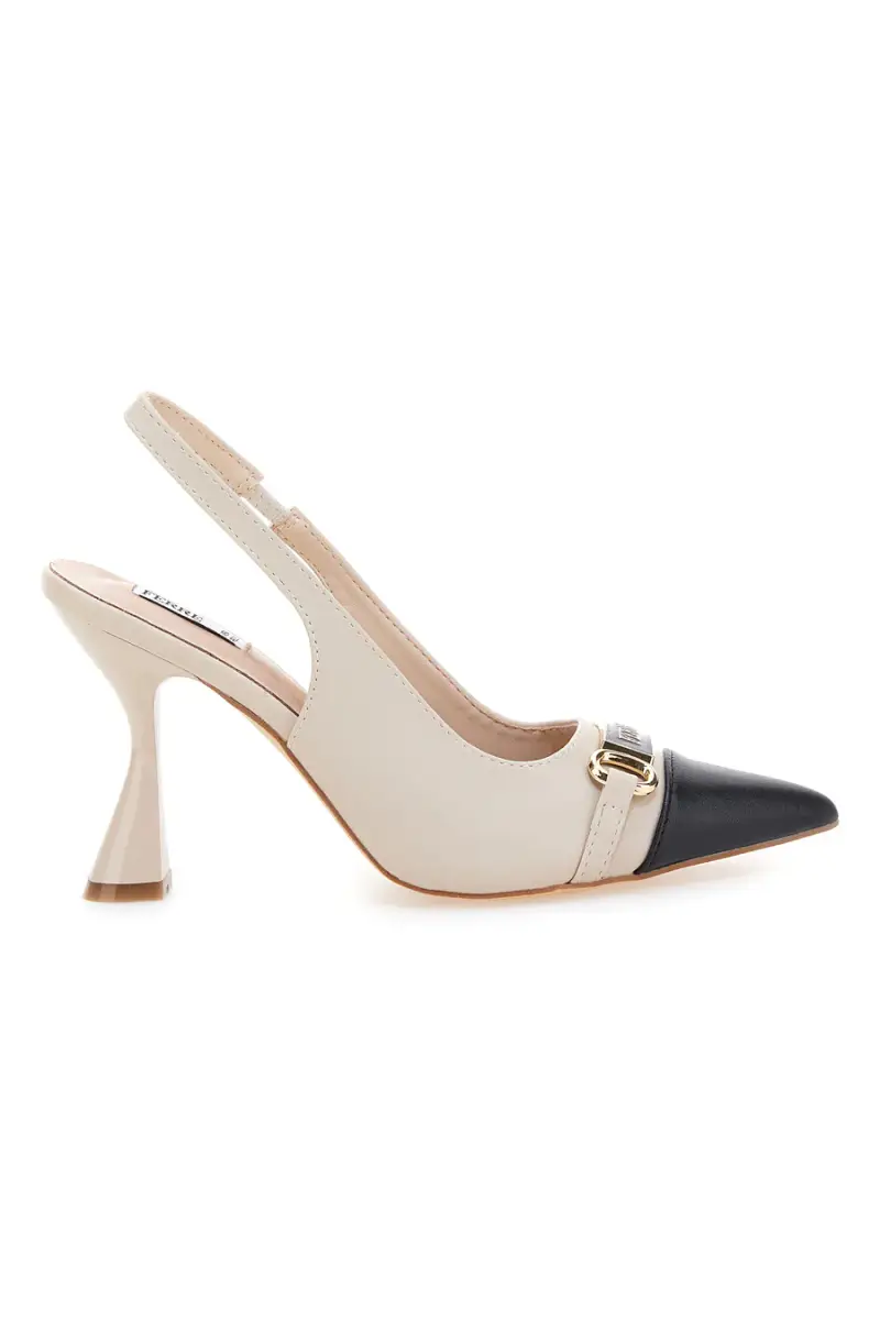 Décolleté beige e nero con punta bicolore e tacco scultura Ferré F467C581 [BEIGE]