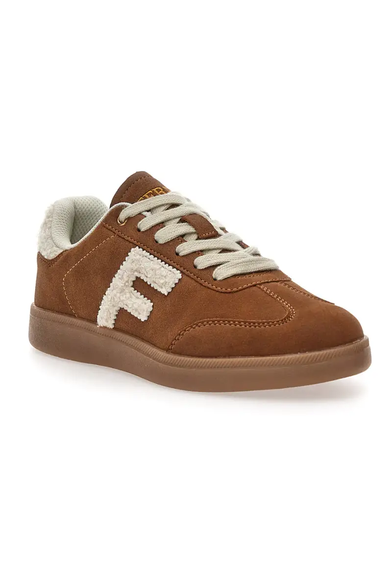 Sneakers marroni in effetto suede con logo ricamato Ferre' F501C532 [CUOIO] miniatura 2