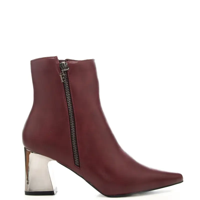 stivaletti da donna con tacco a blocco laminato bordo