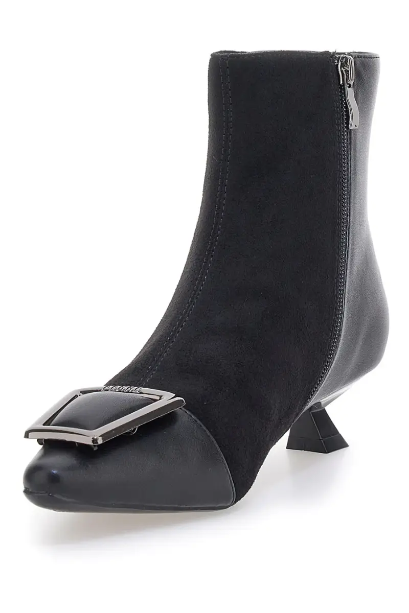 Stivaletti neri con tacco basso e fibbia Ferre F693C714 [NERO] miniatura 3