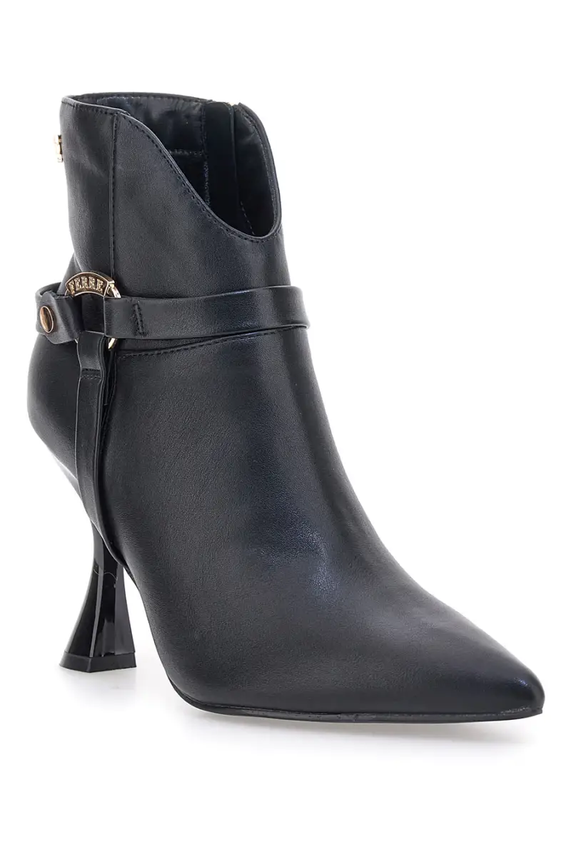 Tronchetti neri a punta con tacco svasato e cinturino Ferrè F461C510 [NERO] miniatura 2