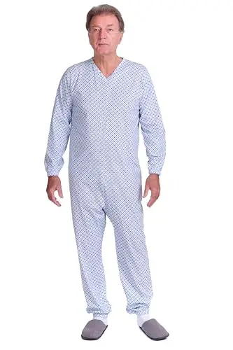 FERRUCCI COMFORT Pigiama Sanitario a Manica Lunga con Cerniera Posteriore, 100% Puro Cotone - Made in Italy