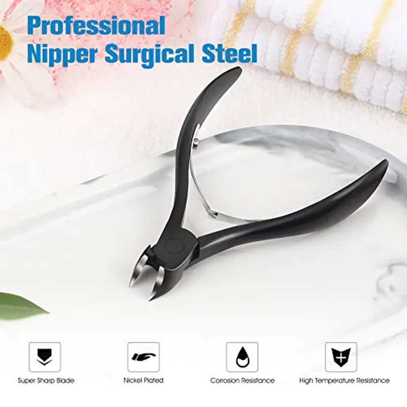 FERYES Coupe-ongles pour ongles incarnés ou épais, fongiques ou incarnés - Grande poignée 4 Coupe-ongles Olecranon en acier inoxydable (NERO) miniatura 2