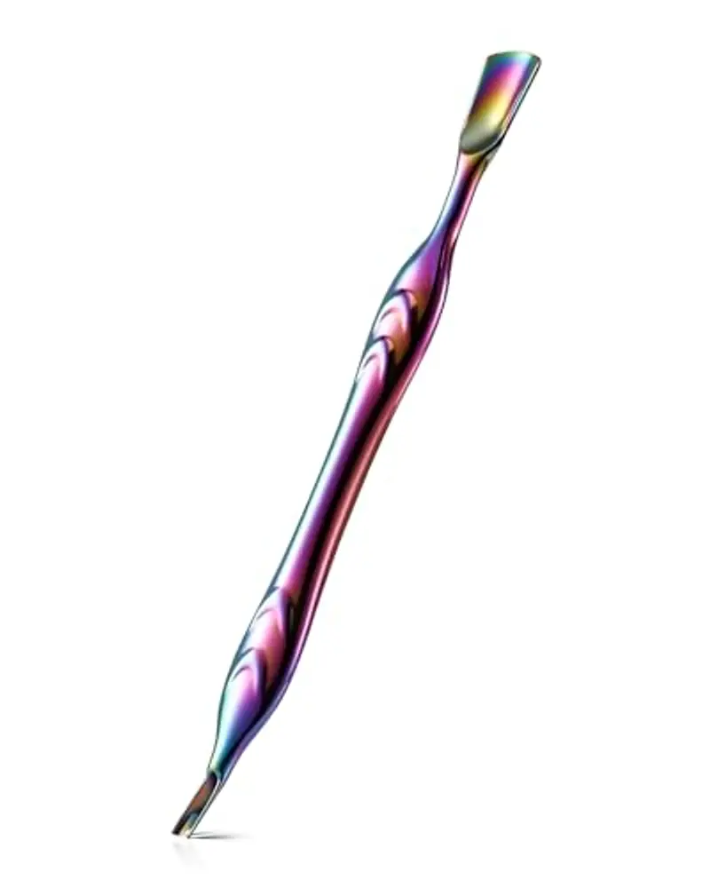 FERYES Spingi cuticole con forchetta, 2 in 1 Taglia cuticole Strumento per la cura delle unghie, Strumento per la rimozione delle cuticole in acciaio inossidabile per manicure e pedicure - Arcobaleno
