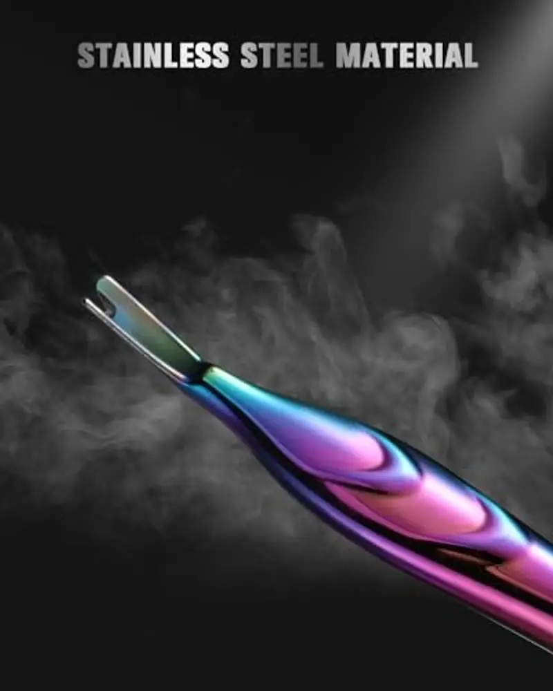 FERYES Spingi cuticole con forchetta, 2 in 1 Taglia cuticole Strumento per la cura delle unghie, Strumento per la rimozione delle cuticole in acciaio inossidabile per manicure e pedicure - Arcobaleno miniatura 3