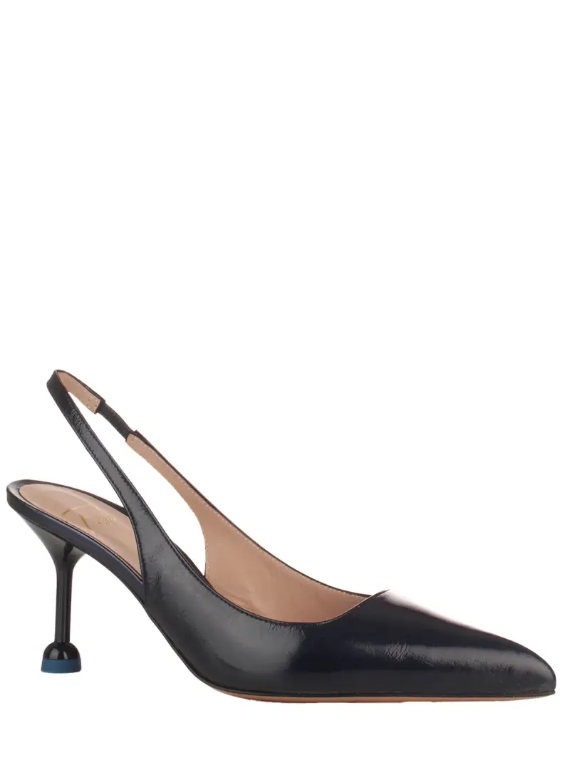 Slingback Pump Effetto Vernice BLU miniatura 2