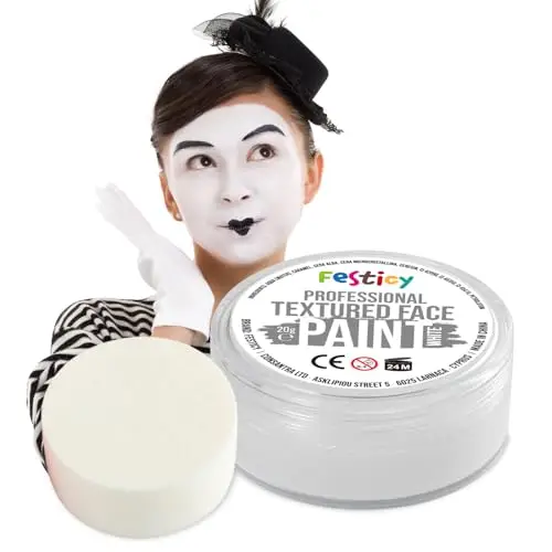 Festicy Premium Pittura per viso I 20g colori per il viso e corpo ed una spugna I face paint trucco bianco per viso