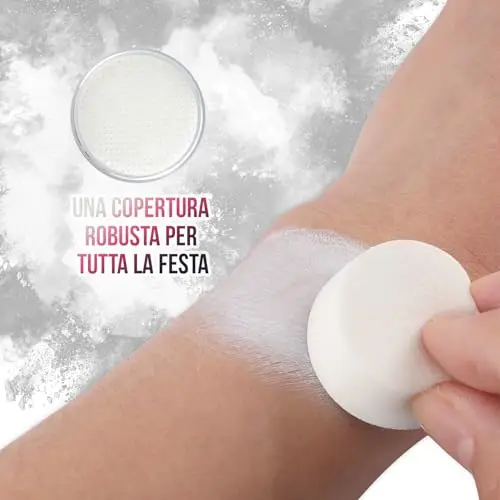 Festicy Premium Pittura per viso I 20g colori per il viso e corpo ed una spugna I face paint trucco bianco per viso miniatura 3