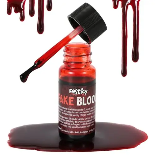 FESTICY Sangue Finto 25 ml I Sangue Halloween Trucchi Halloween Zombie I Sangue Finto Realistico in Bottiglia, Liquido