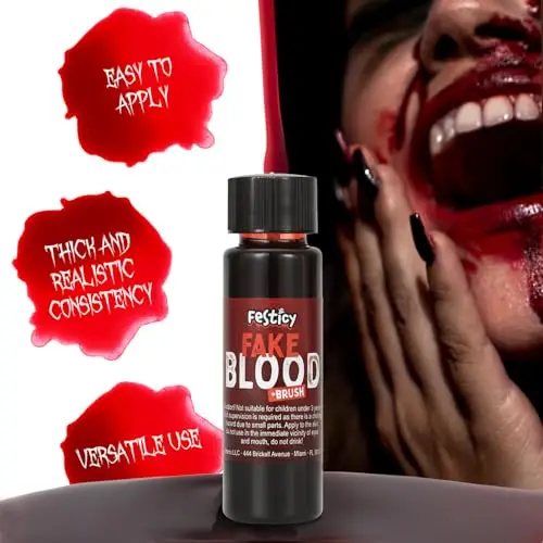 FESTICY Sangue Finto 25 ml I Sangue Halloween Trucchi Halloween Zombie I Sangue Finto Realistico in Bottiglia, Liquido miniatura 3