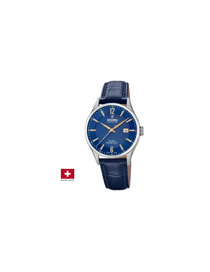 Orologio FESTINA Swiss Made F20007/3 blu con cinturino in pelle blu