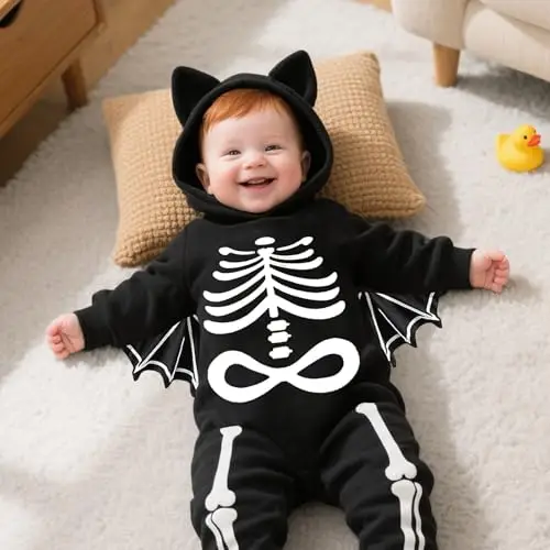 Feuvois Costume Halloween Neonato Costume Pipistrello Neonato Completo Halloween Set Vestito Neonati Costumi Halloweens miniatura 2