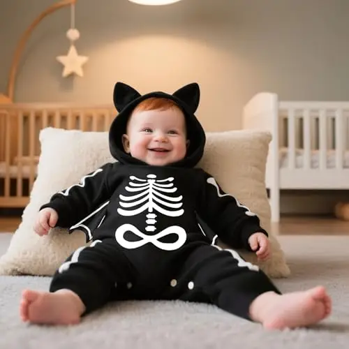 Feuvois Costume Halloween Neonato Costume Pipistrello Neonato Completo Halloween Set Vestito Neonati Costumi Halloweens miniatura 3