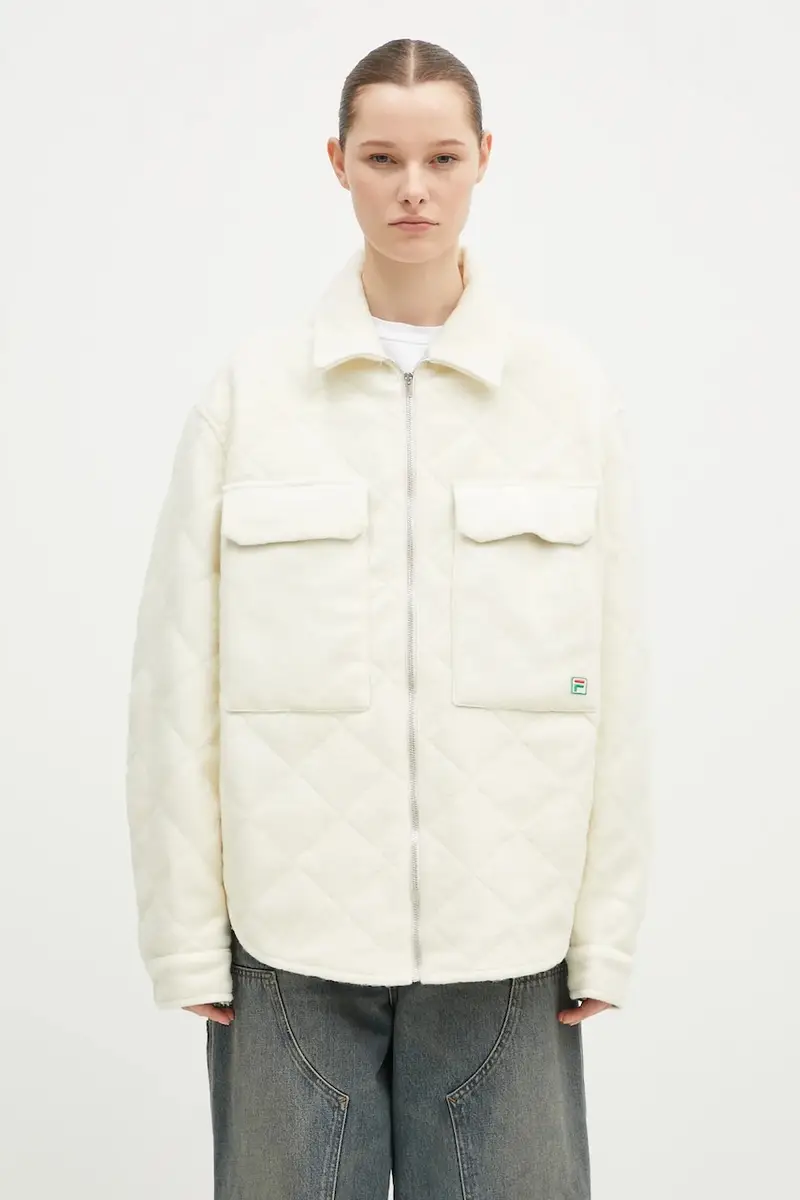 camicia giacca in lana Quilted Overshirt colore beige 42FW24OW01508C001