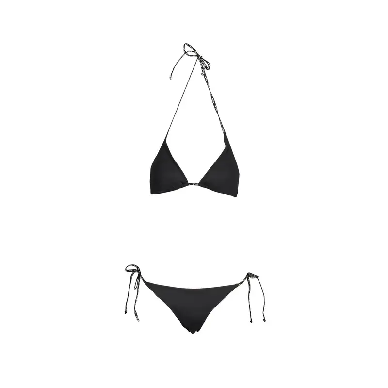 Costume da Mare Donna Nero Stampa Logo