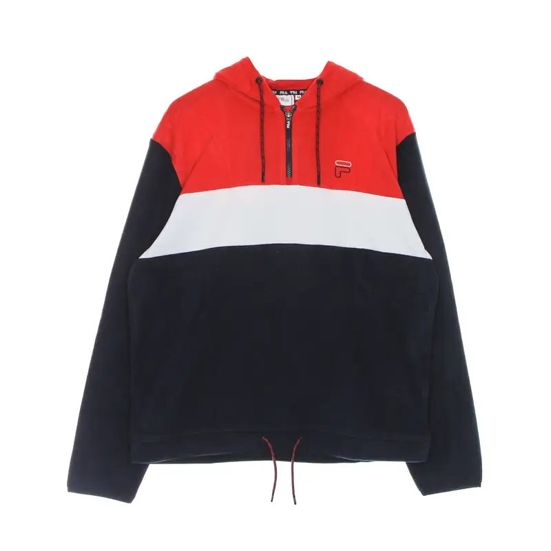 Felpa Cappuccio Uomo Perry Fleece Half Zip Hoodie Black Iris/true Red/bright White