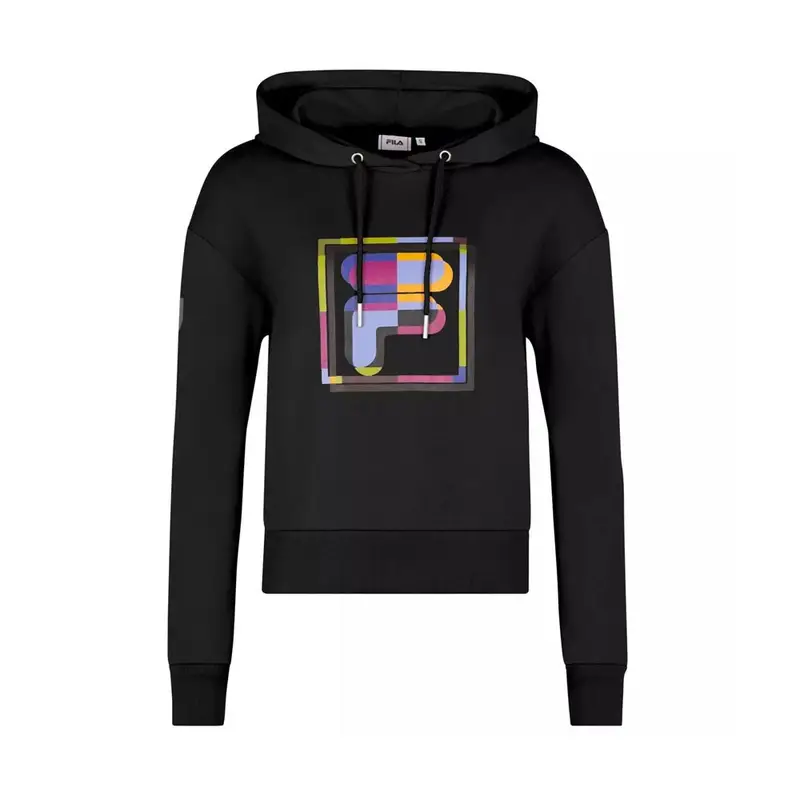 Felpa Con Cappuccio Logo Multicolore Nero Donna M