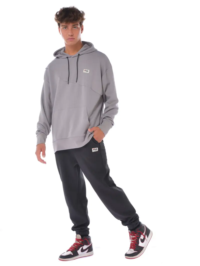 felpa da uomo Fila con cappuccio e applicazione Grigio miniatura 2