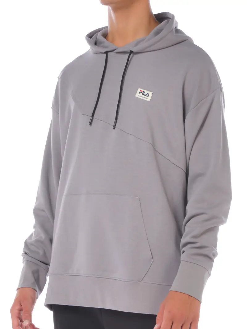 felpa da uomo Fila con cappuccio e applicazione Grigio